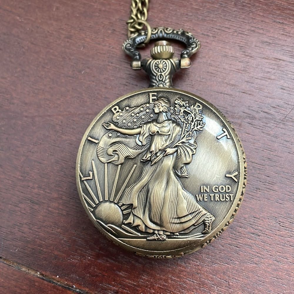 Lady Liberty Quartz Pocket Watch Bronze‎